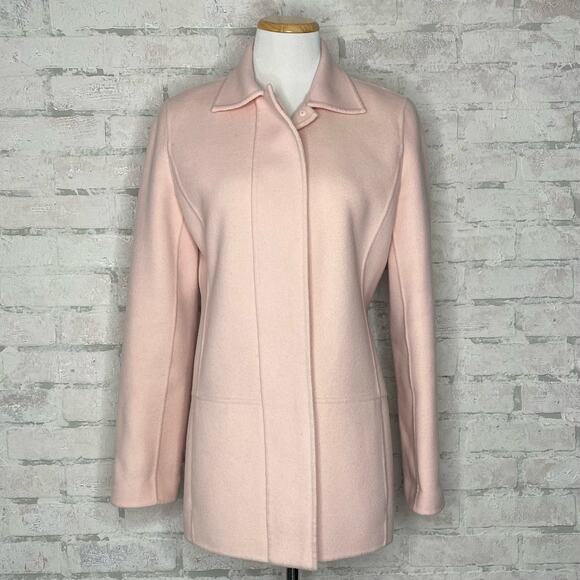 Linda Allard Ellen Tracy | Light Pink Wool Pea Coat - Picture 1 of 5